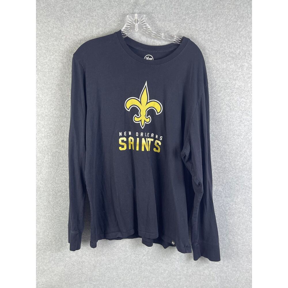 47 Brand New Orleans Saints T Shirt Men's Size XL Black NFL Football Long Sleeve